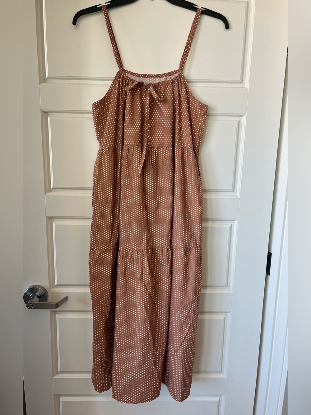 Tie Front Brown & White Polka Dot Skyline Dress